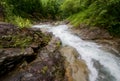 Small waterfall with cryatal clear water stream near the campground on the way to Pitugro WaterfallPetro Lo Su in Umphang Wildli